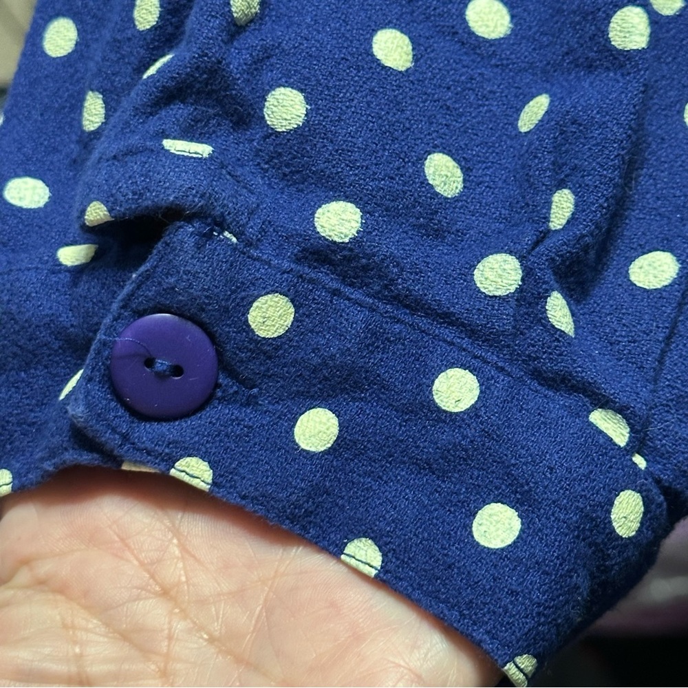 April Cornell Blue White Polka Dot Midi Dress Tie Waist 100% Cotton Large India - Picture 12 of 13